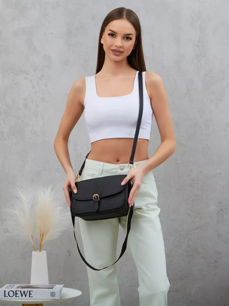 Женская кожаная сумка Paul Rayner black 6333