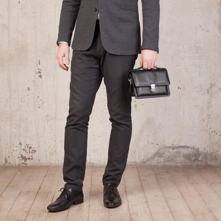 Барсетка мужская из натуральной кожи Alford Black