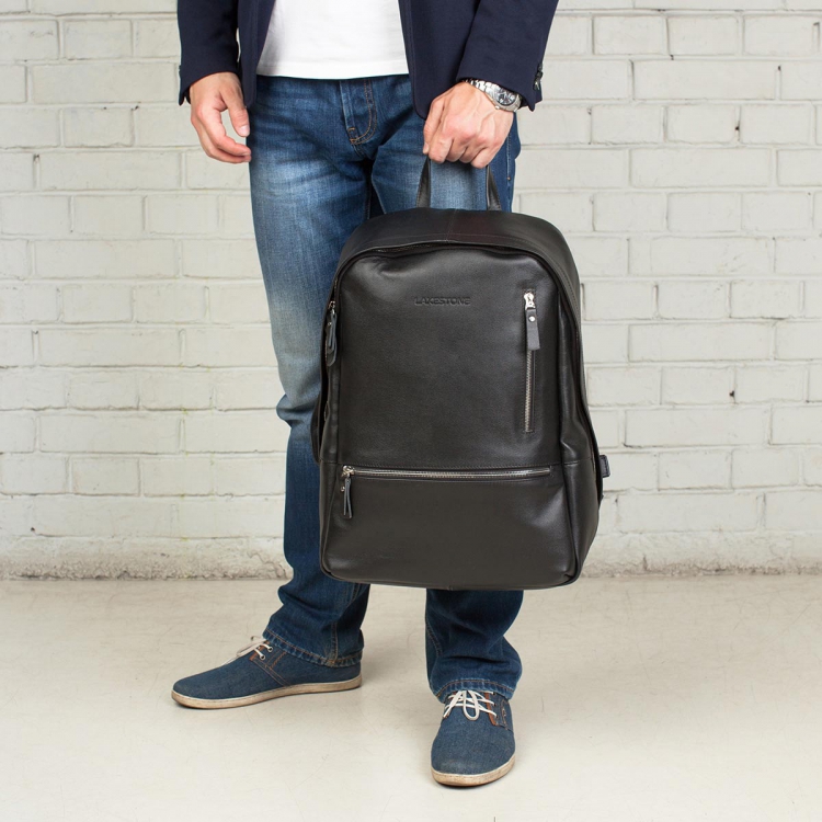 Рюкзак кожаный Adams Dark Black