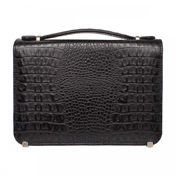 Стильная барсетка мужская из кожи под рептилию Clark Black Caiman