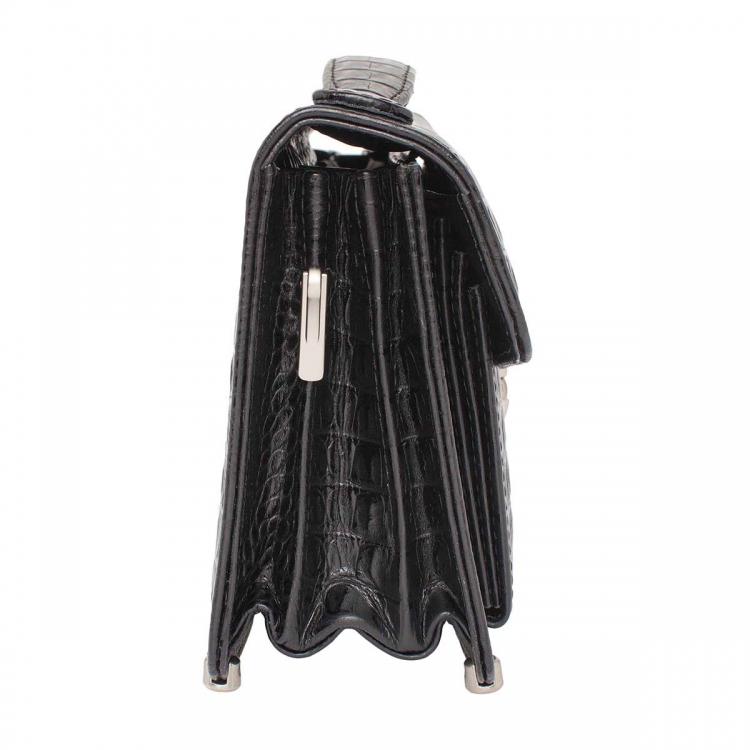 Стильная барсетка мужская из кожи под рептилию Clark Black Caiman