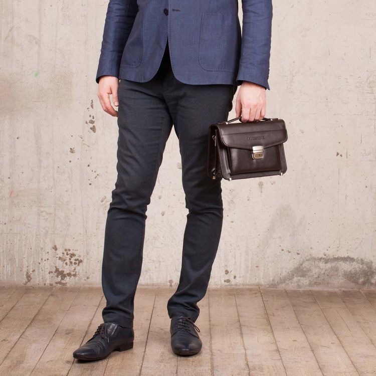 Вместительная барсетка мужская кожаная Clark Brown