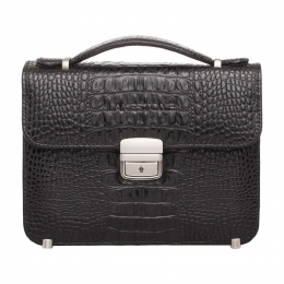 Барсетка мужская из кожи под рептилию Foxcote Black Caiman