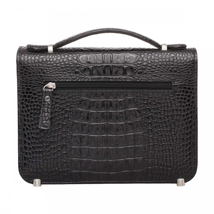 Барсетка мужская из кожи под рептилию Foxcote Black Caiman