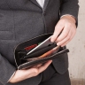 Кожаный мужской бизнес на молнии клатч Arnos Black