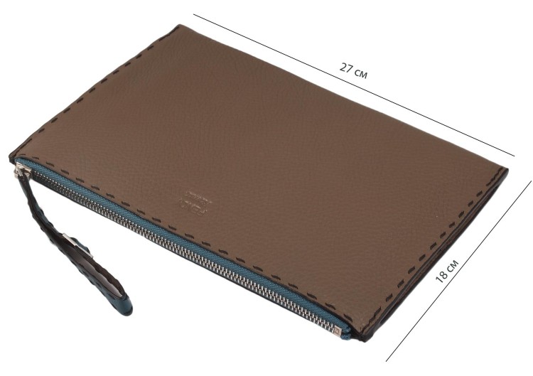 Двухцветная кожаная папка Fendi хаки i_8971