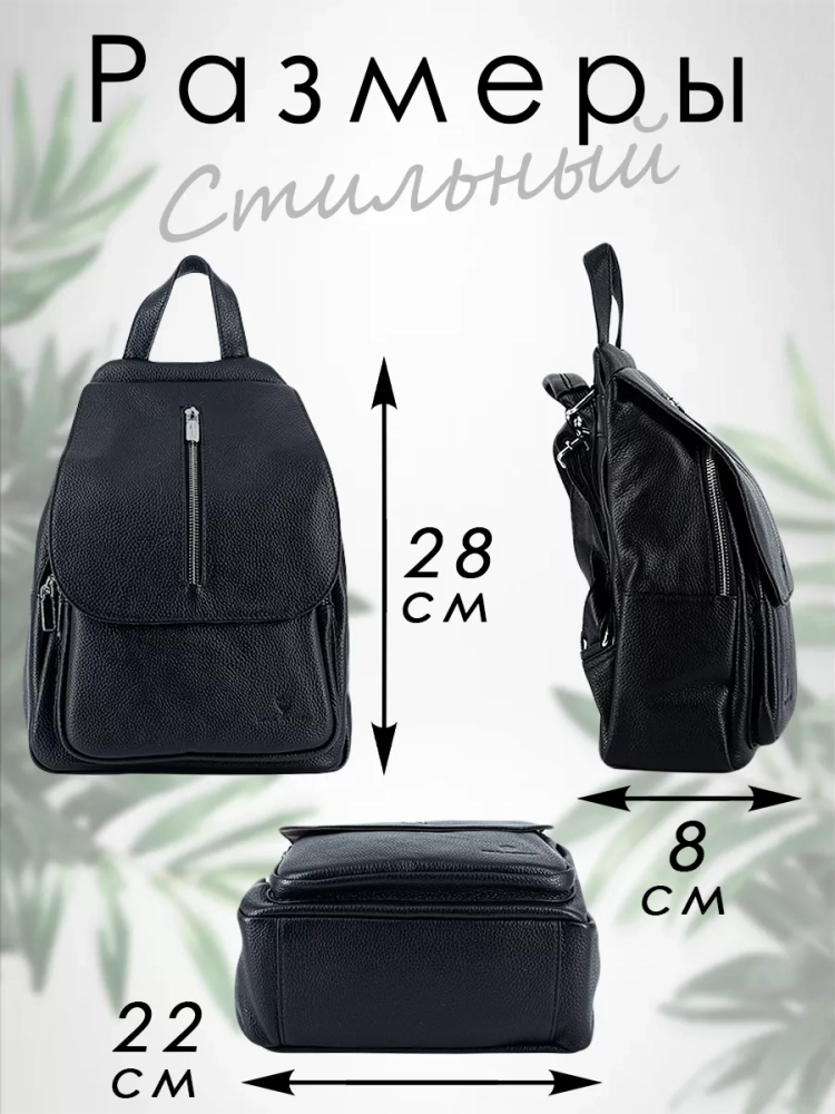 Рюкзак женский кожаный маленький Paul Rayner черный 1031-1