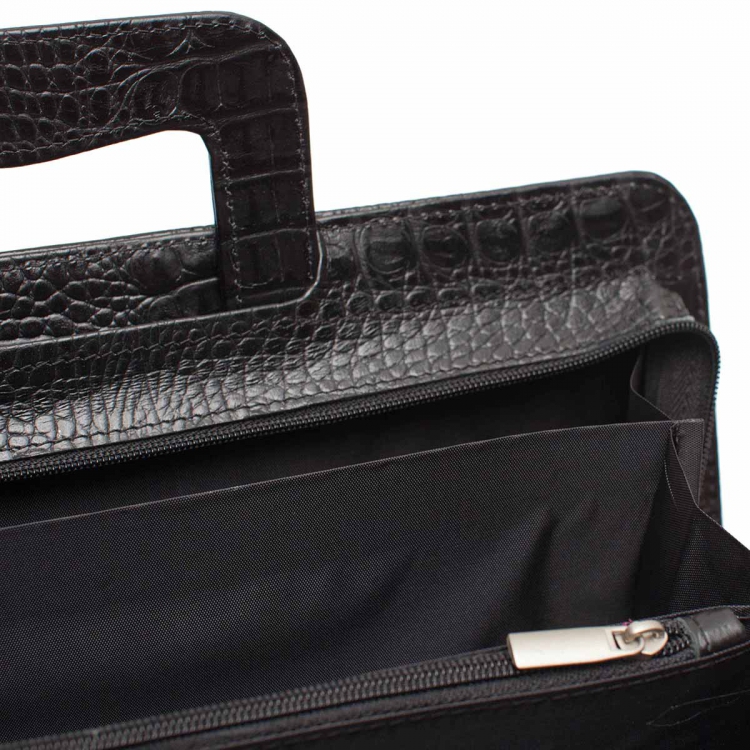 Папка для документов кожаная Elton Black Caiman