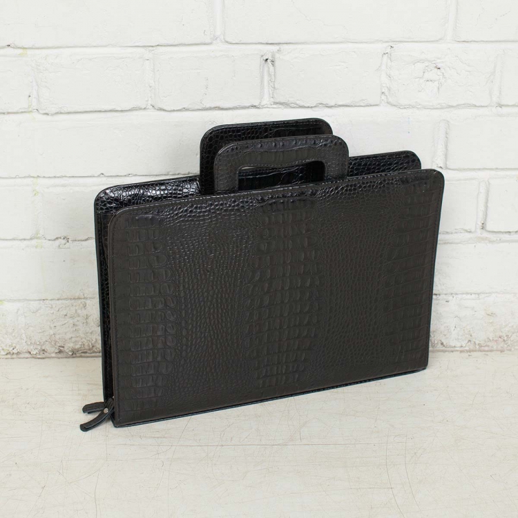 Папка для документов кожаная Elton Black Caiman
