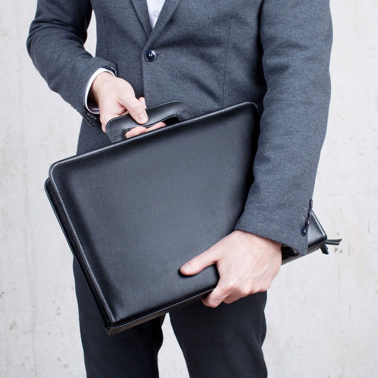 Папка для документов натуральная кожа Elton Black