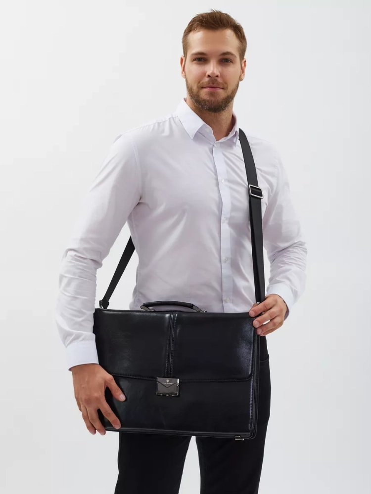 Деловой мужской кожаный портфель для документов и ноутбука с кодовым замком Paul Rayner 1-9504-1