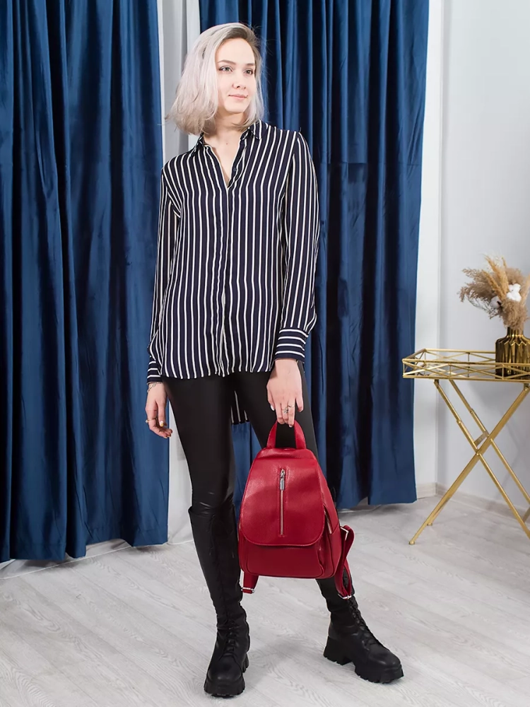 Рюкзак женский кожаный Paul Rayner красный 1031 