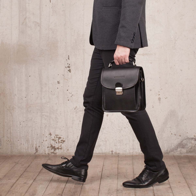 Небольшой мужской кожаный портфель Bishop Black