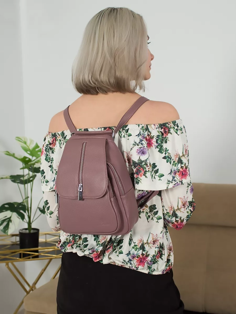 Рюкзак женский кожаный маленький Paul Rayner розовый 1031-1