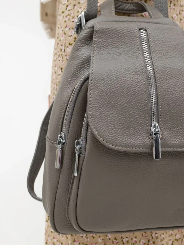 Рюкзак женский кожаный маленький Paul Rayner серый 1031-1