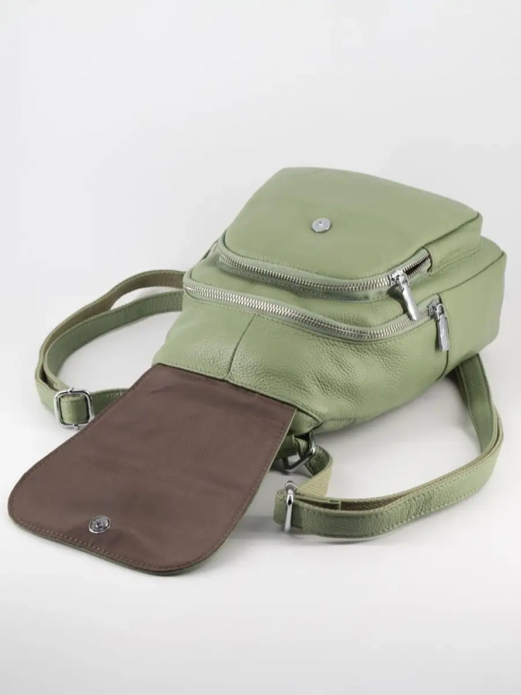 Рюкзак женский кожаный маленький Paul Rayner фисташковый 1031-1