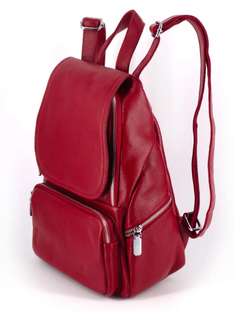 Женский кожаный городской рюкзак PR красный 1029
