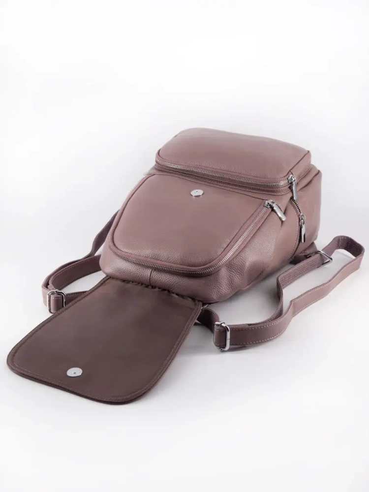 Женский кожаный городской рюкзак PR розовый 1029