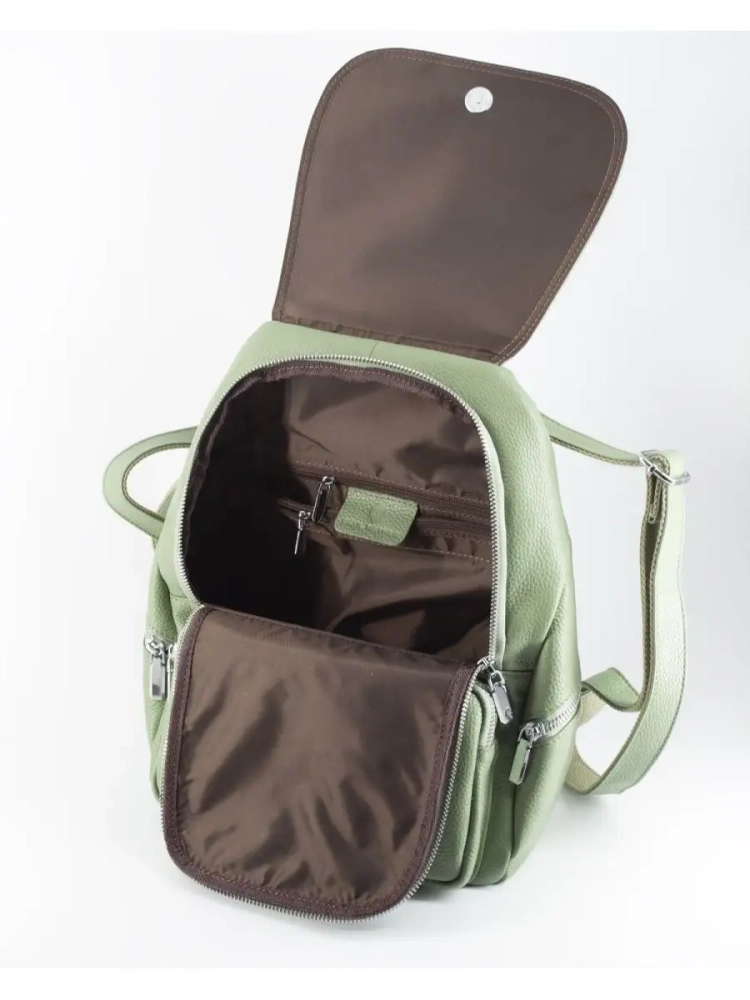 Женский кожаный городской рюкзак PR фисташковый 1029