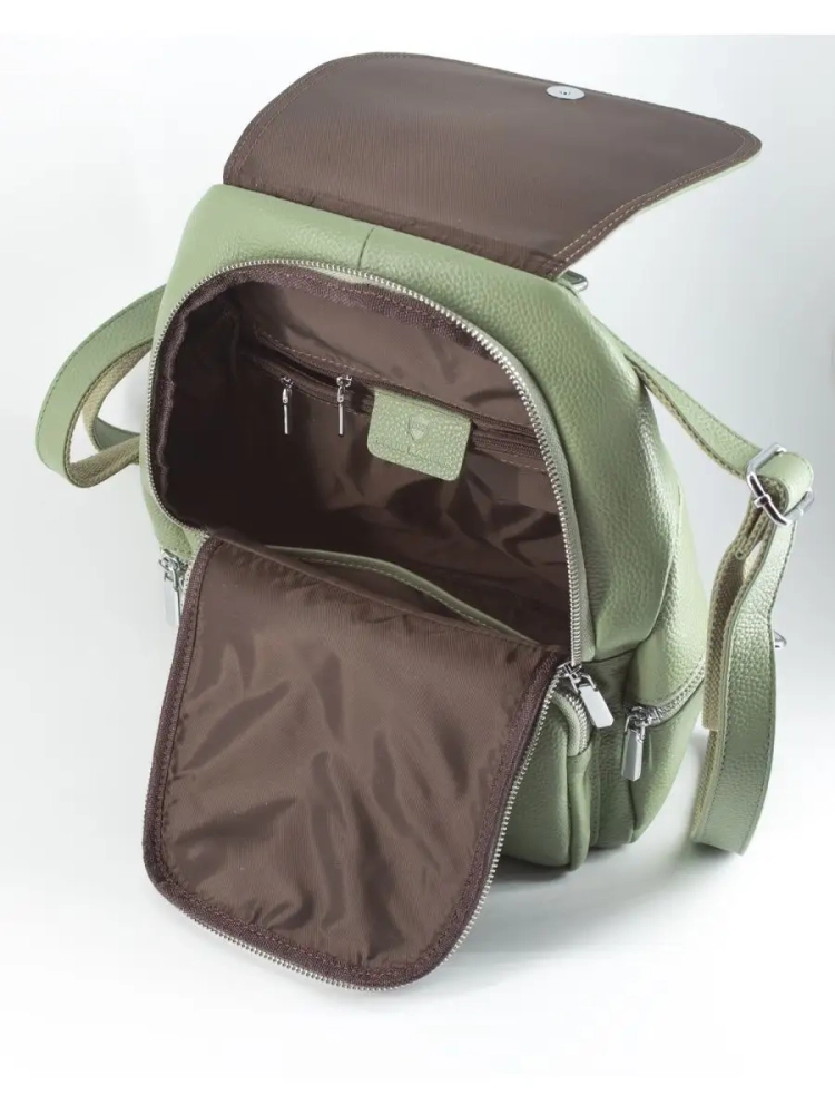 Женский кожаный городской рюкзак PR фисташковый 1029