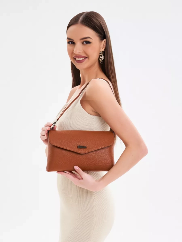 Клатч женский кожаный коричневый 8819